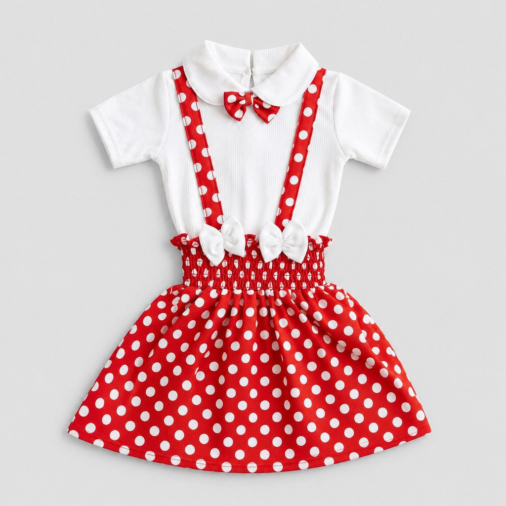 Minnie Polka Bow Suspender Frock