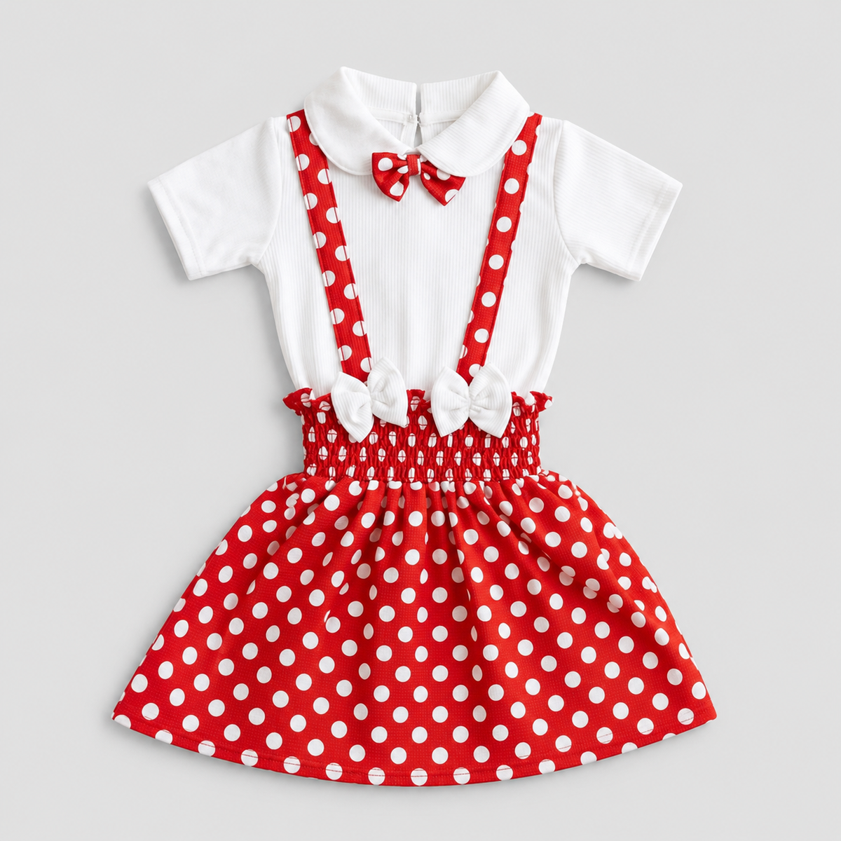 Minnie Polka Bow Suspender Frock