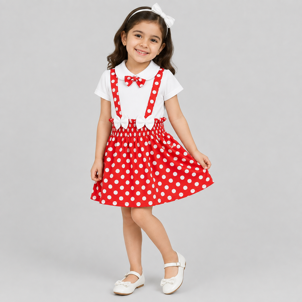 Minnie Polka Bow Suspender Frock