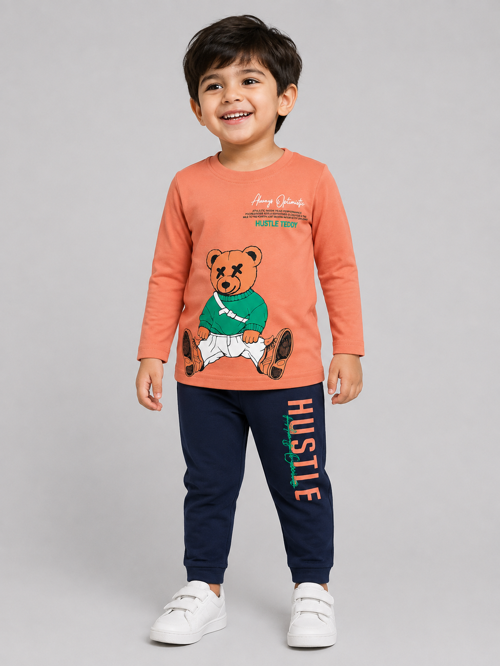 Hustle Teddy Boys’ Full-Sleeve Co-ord Set