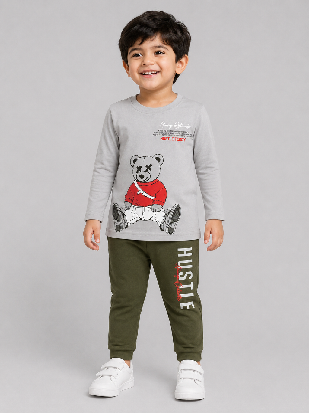 Hustle Teddy Boys’ Full-Sleeve Co-ord Set