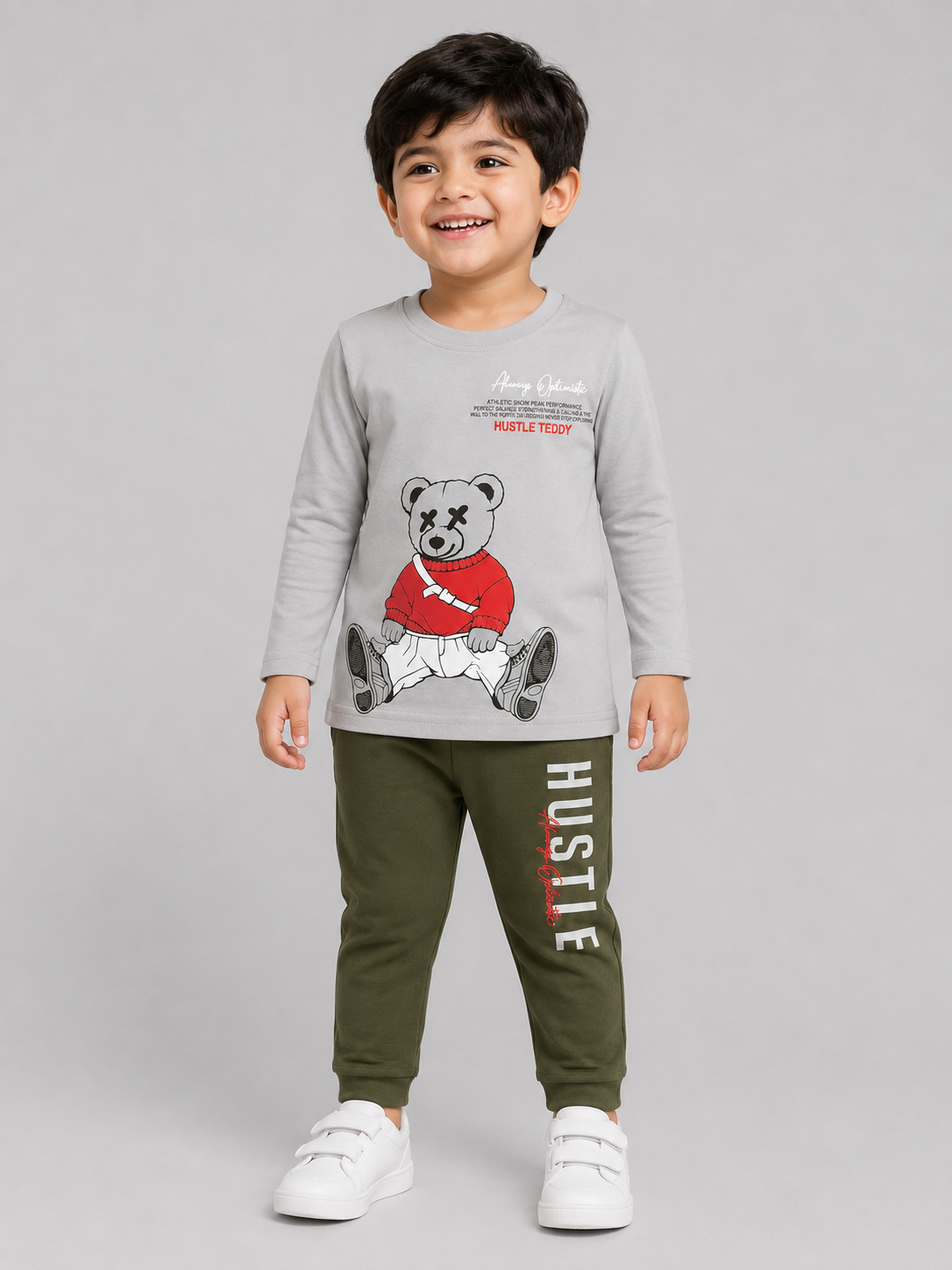 Hustle Teddy Boys’ Full-Sleeve Co-ord Set