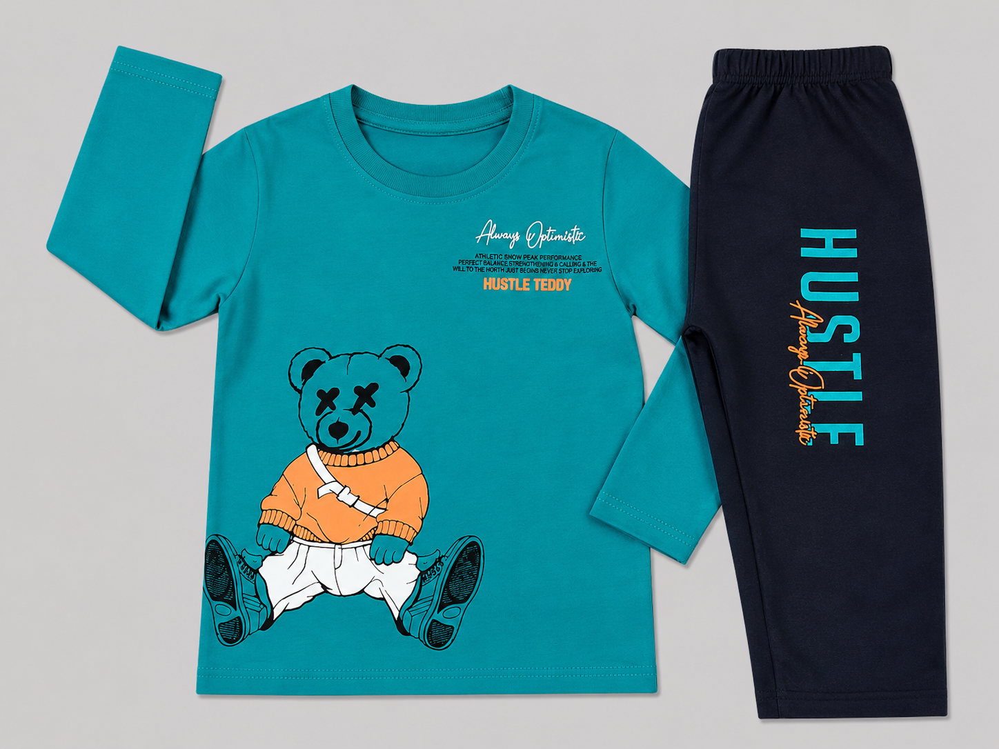Hustle Teddy Boys’ Full-Sleeve Co-ord Set