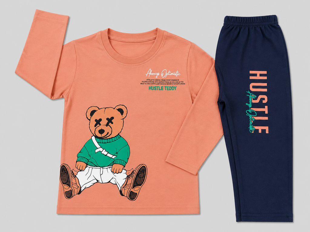 Hustle Teddy Boys’ Full-Sleeve Co-ord Set