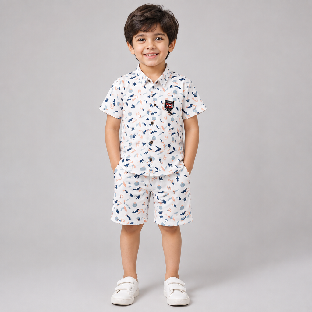 Little Explorer Blue Print Co-ord Set