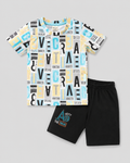 Alphabet Print Tee & Shorts Set for Boys