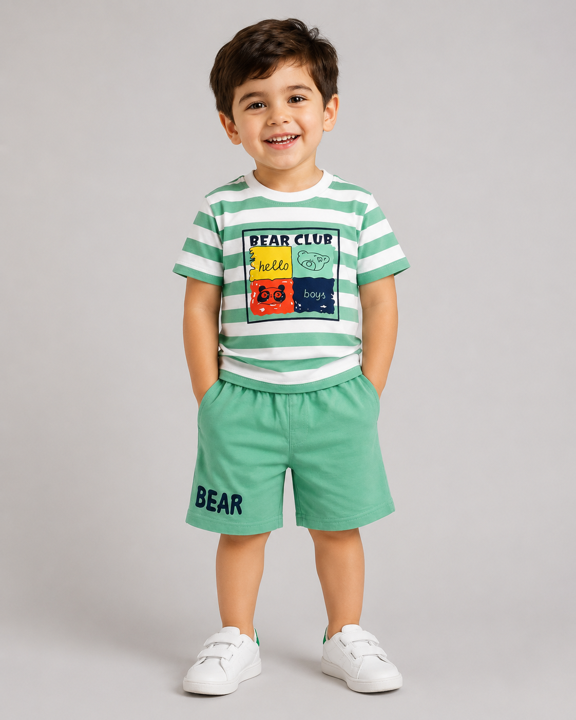 Bear Club Green Stripe Co-ord Set