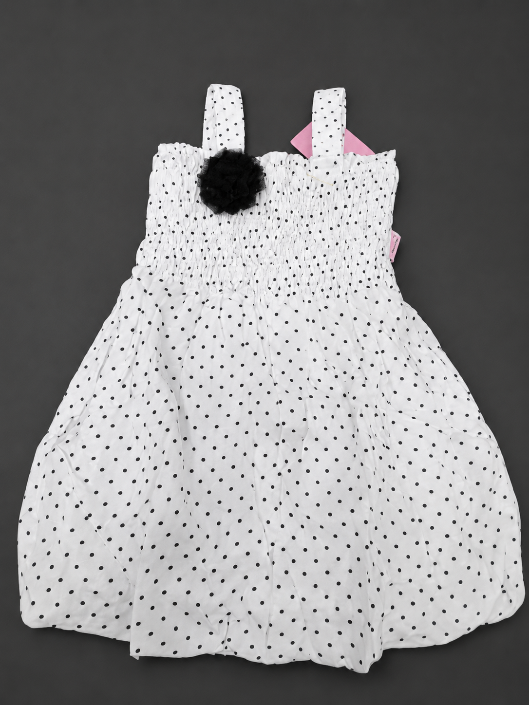Pearl White Polka Balloon Dress