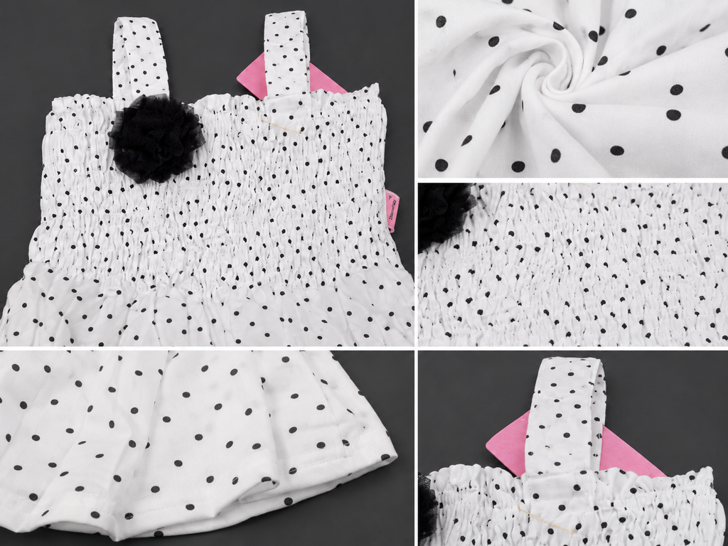 Pearl White Polka Balloon Dress