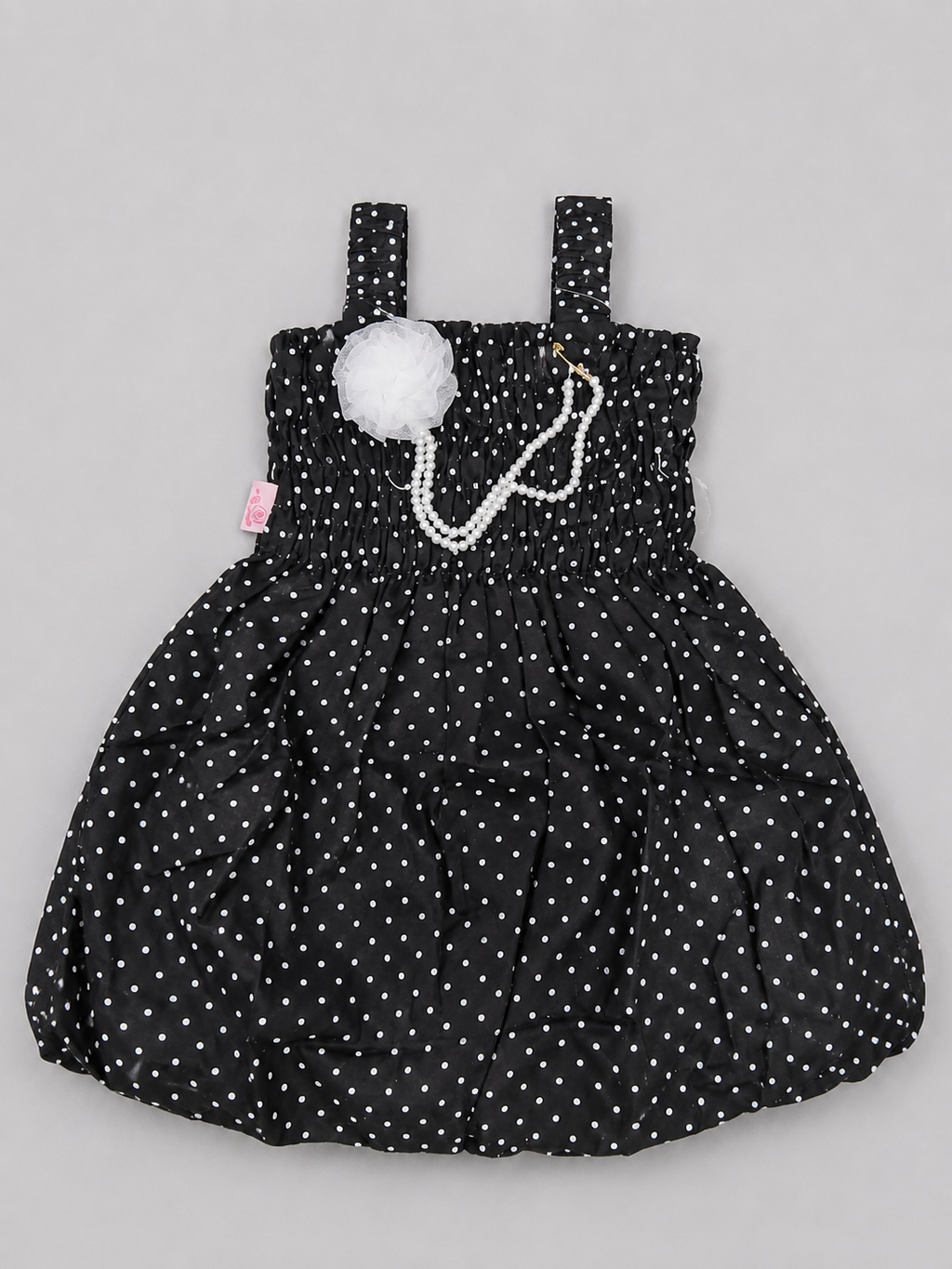Midnight Black Polka Balloon Dress