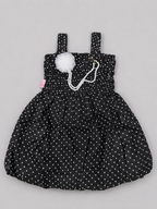 Midnight Black Polka Balloon Dress