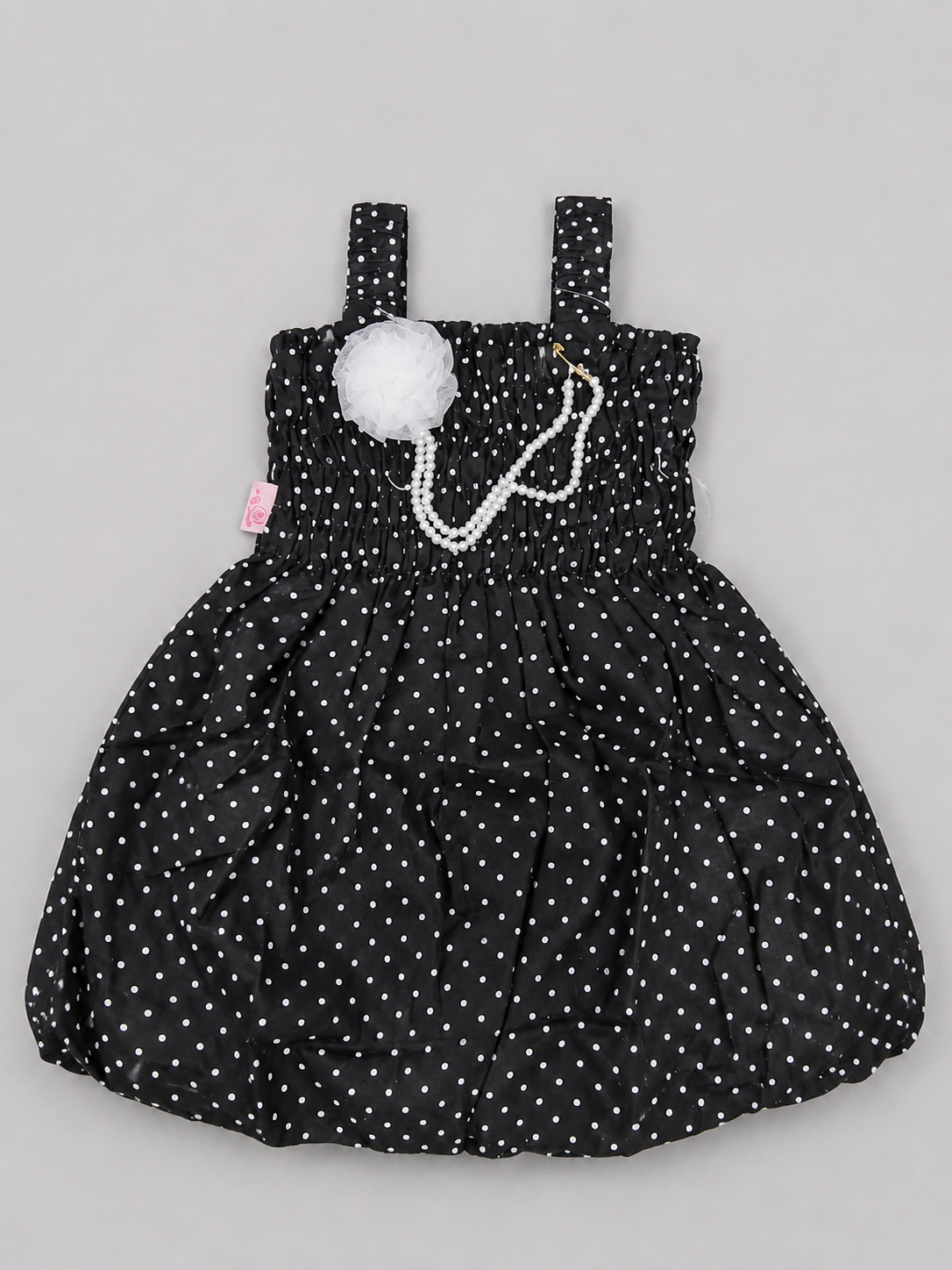 Midnight Black Polka Balloon Dress