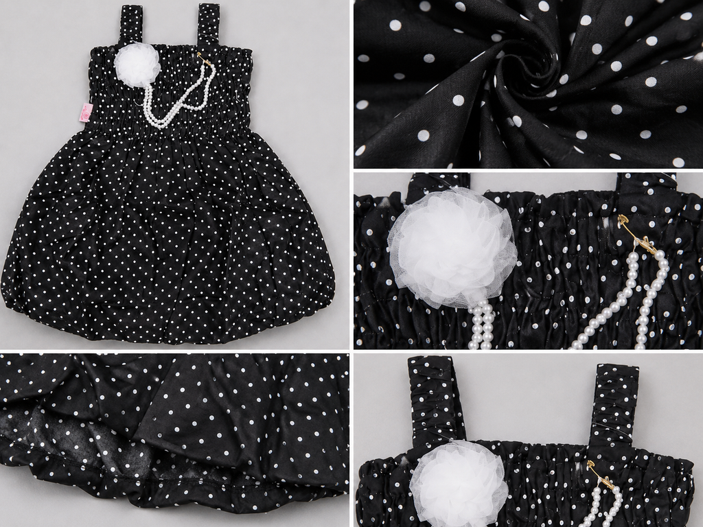 Midnight Black Polka Balloon Dress