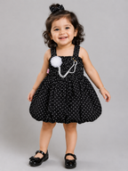 Midnight Black Polka Balloon Dress