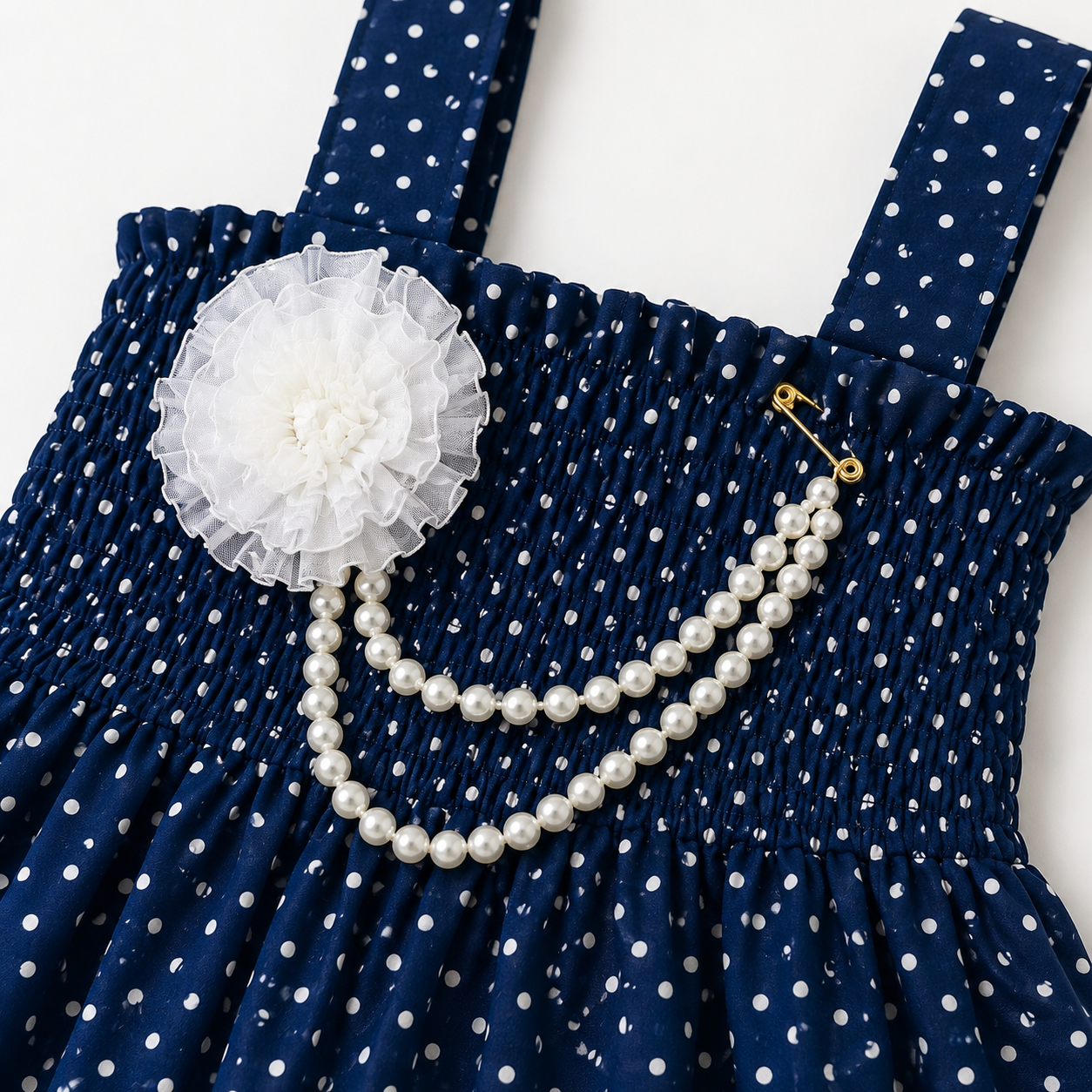 Midnight Blue Polka Balloon Dress