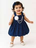 Midnight Blue Polka Balloon Dress