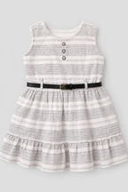 Elegant Striped Belted Frock
