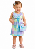 Pastel Check Bow Midi Dress