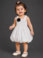 Pearl White Polka Balloon Dress