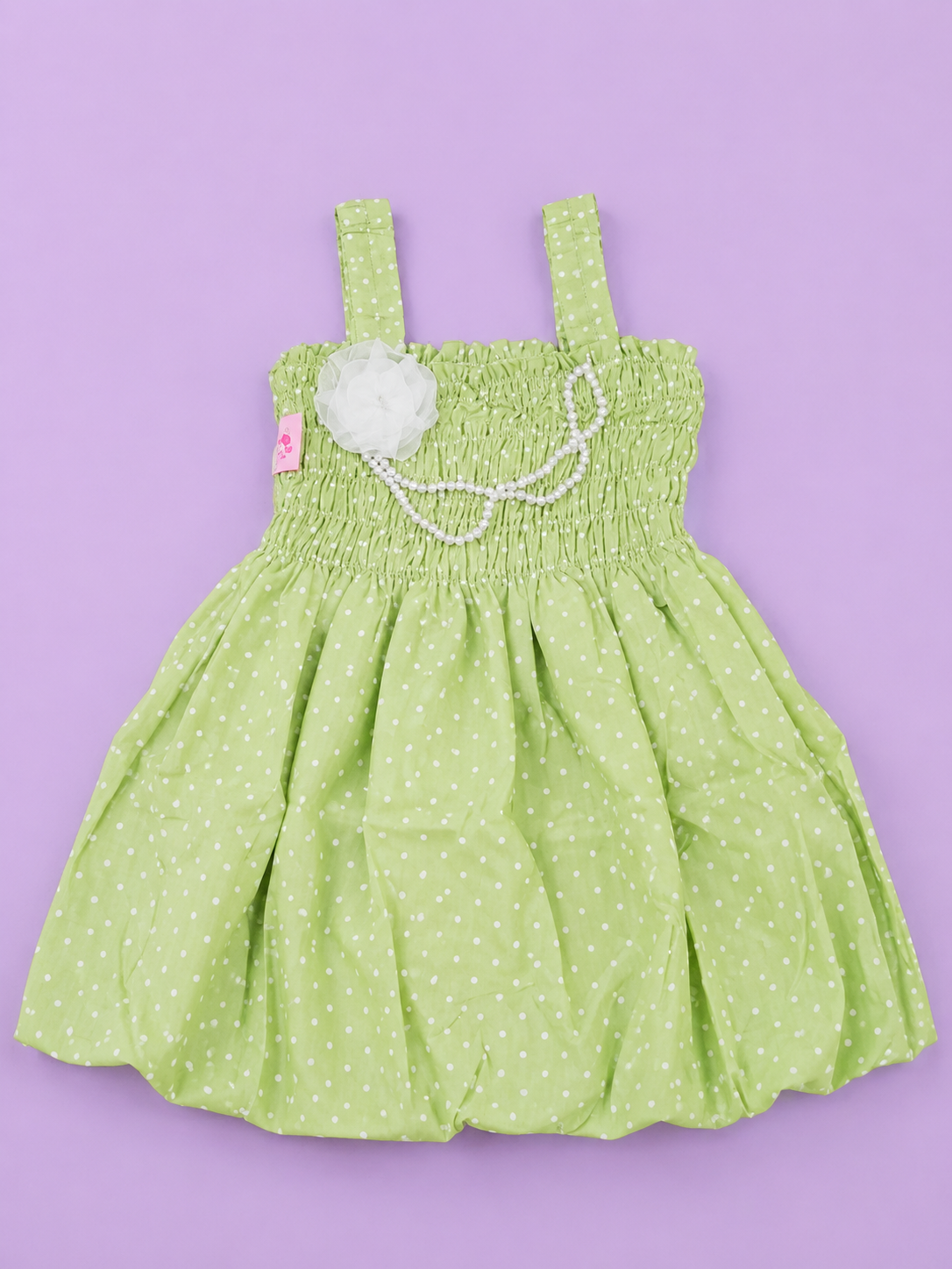 Pista Green Polka Balloon Dress