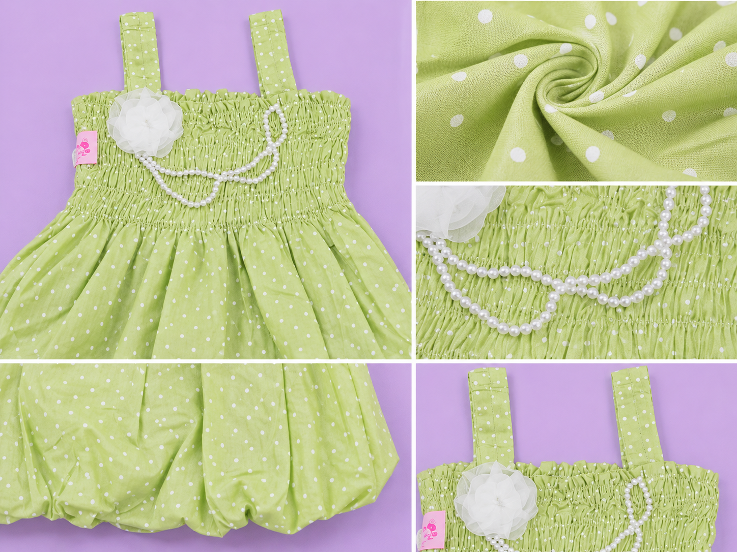 Pista Green Polka Balloon Dress