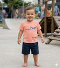 Cool Peach Tee &  navy Denim Shorts Set