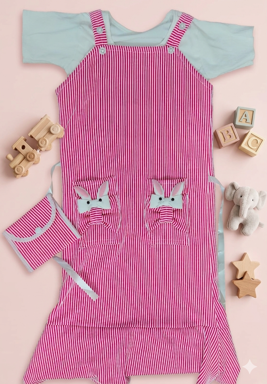 Cute Bunny Pocket Pinafore Dress