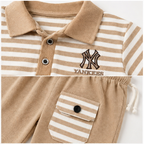 Boys’ Beige Striped Polo & Shorts Set