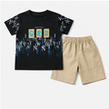 Boys Graphic T-Shirt & Beige Shorts Set