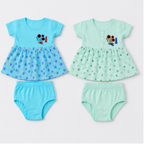 Floral & Heart Print Cotton Dress Set – 2 Piece