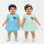 Floral & Heart Print Cotton Dress Set – 2 Piece