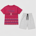 Urban Vibe Maroon Tee & Striped Denim Shorts Set