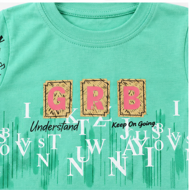 Boys Mint Green Graphic T-Shirt & Black Shorts Set