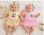 Floral & Heart Print Dress Set – Pack of 2