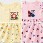 Floral & Heart Print Cotton Dress Set – 2 Piece