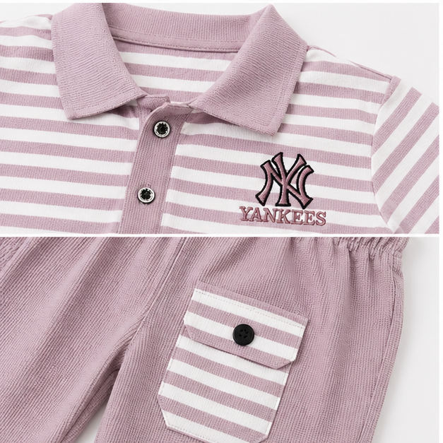 Boys’ Lavender Striped Polo & Shorts Set