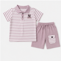 Boys’ Lavender Striped Polo & Shorts Set