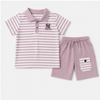 Boys’ Lavender Striped Polo & Shorts Set